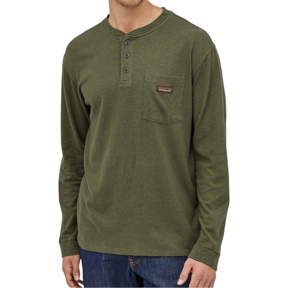 Patagonia Other - PATAGONIA Industrial Green Long Sleeved Work Henley Pocket Tee Shirt 53390